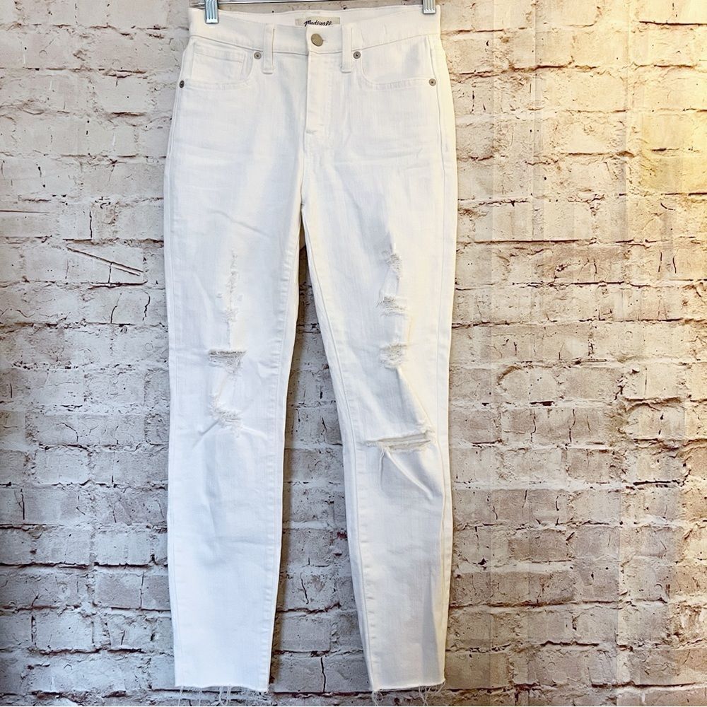 Madewell skinny high rise crop jeans distressed